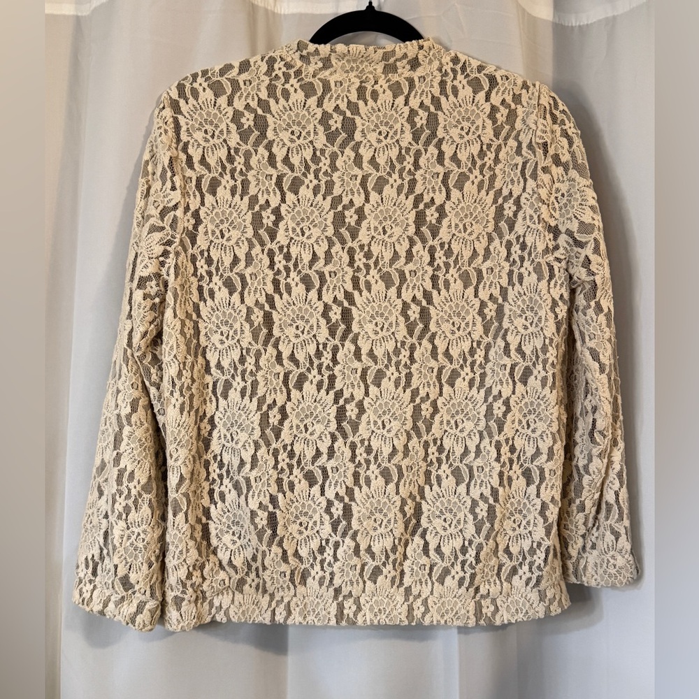 Ivory / Cream Lace Zip-Front Jacket | Y2K Romantic Boho Festival - Picture 8 of 12